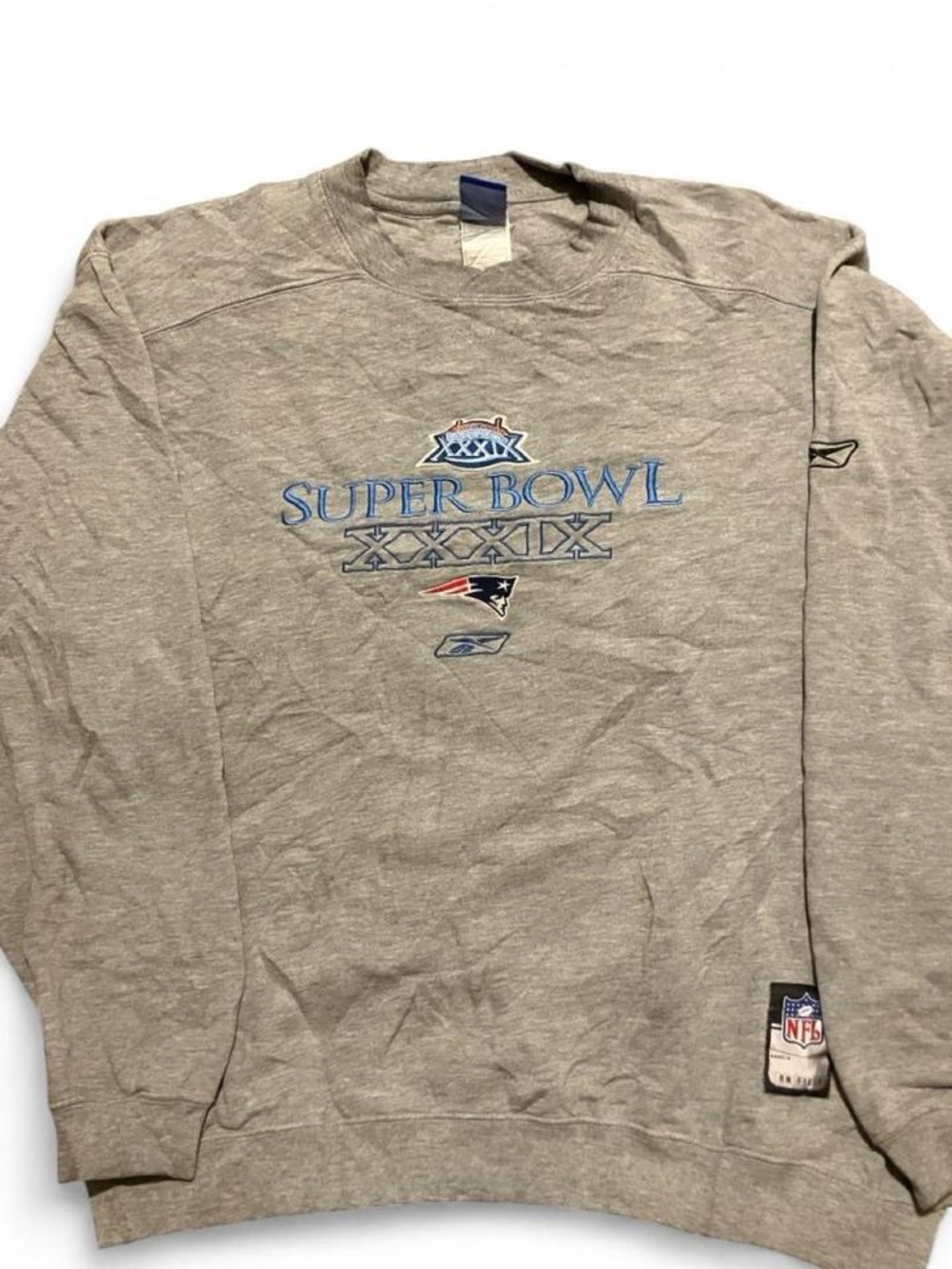 Vintage 2005 New England Patriots Reebok Crewneck Sweatshirt Super Bowl XXXIX M - Picture 1 of 6